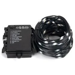 Lampki choinkowe płaskie na 3 baterie AA 100 LED 10 m Zimne